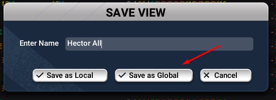 Save View dialog with Save as Global